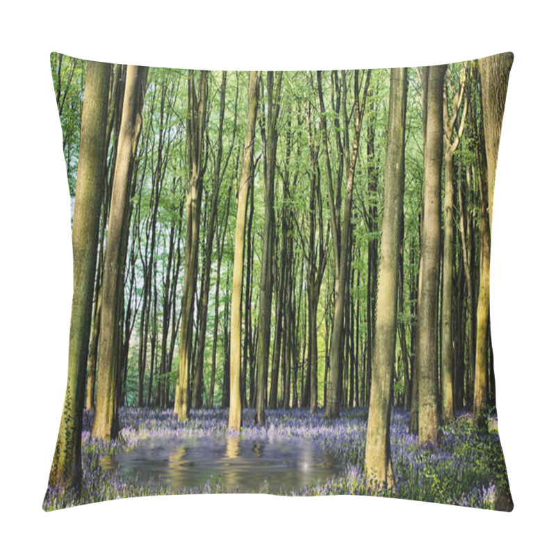 Personality  Secret Pond In Bluebell Woods Pillow Covers