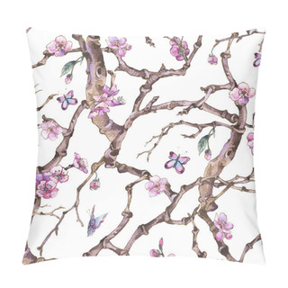 Personality  Vintage Watercolor Spring Garden Seamless Pattern With Pink Flow Pillow Covers