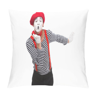 Personality  Mime Sending Air Kiss Isolated On White Pillow Covers