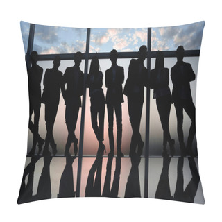 Personality  Silhouette Of A Business Team Standing Next To The Office Window. .photo With Copy Space Pillow Covers