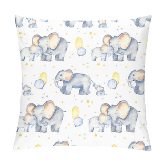 Personality  Watercolor Seamless Pattern With Cute Elephants For Mother And Father's Day Pillow Covers