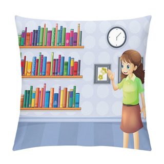 Personality  A Female Librarian Inside The Library Pillow Covers