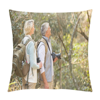 Personality  Couple Bird Watching In Forest Pillow Covers