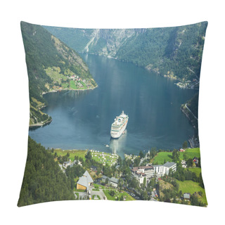 Personality  Cruise Ship In Geirangerfjord Pillow Covers