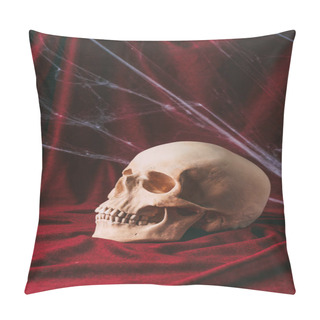 Personality  Halloween Skull On Red Cloth With Spider Web Pillow Covers