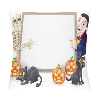 Personality  Halloween Sign With Skeleton And Dracula Pillow Covers