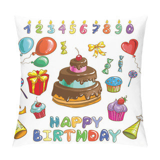 Personality  Colorful Happy Birthday  Set. Pillow Covers