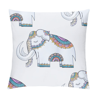 Personality  Seamless Pattern Of A Beautiful Elephant On A White Background. Pillow Covers