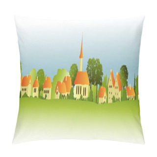 Personality  Rural Landscape With Little Town Pillow Covers
