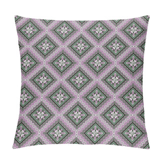 Personality  Abstract Vector Illustration With Flowers In Rhombuses Pillow Covers