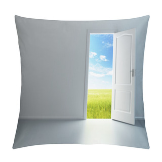 Personality  White Empty Room With Opened Door Pillow Covers