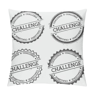 Personality  Challenge Insignia Stamp Isolated On White Background Grunge Round Hipster Seal With Text Ink Pillow Covers