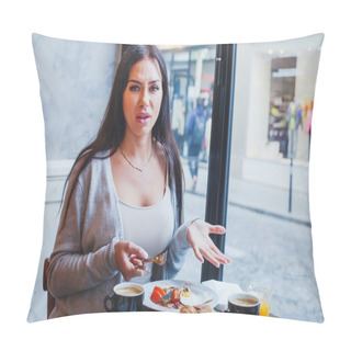 Personality  Unhappy Customer In Restaurant Pillow Covers
