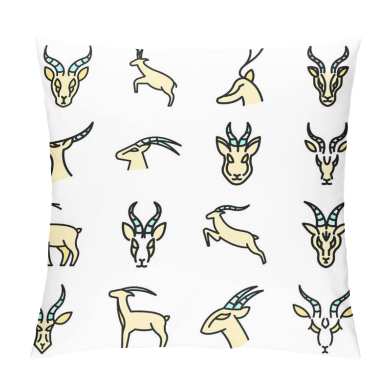 Personality  Gazelle icons set vector flat pillow covers
