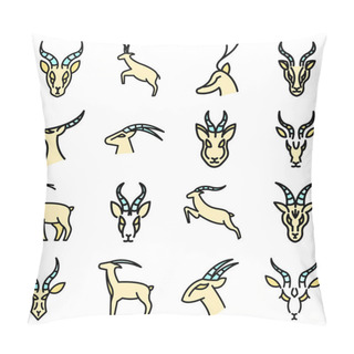 Personality  Gazelle Icons Set Vector Flat Pillow Covers