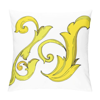 Personality  Vector Gold Monogram Floral Ornament. Black And White Engraved Ink Art. Isolated Ornaments Illustration Element. Pillow Covers