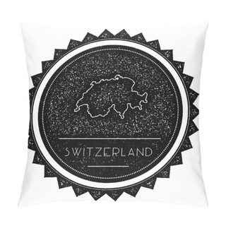 Personality  Switzerland Map Label With Retro Vintage Styled Design. Pillow Covers
