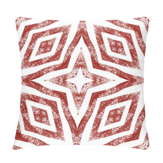 Personality  Medallion Seamless Pattern. Wine Red Symmetrical Kaleidoscope Background. Textile Ready Outstanding Print, Swimwear Fabric, Wallpaper, Wrapping. Watercolor Medallion Seamless Tile. Pillow Covers