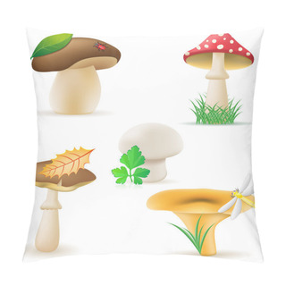 Personality  Set Icons Mushrooms Vector Illustration Pillow Covers