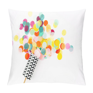 Personality  Confetti Shots Out On White Background Pillow Covers