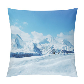 Personality  High Mountains Under Snow In The Winter Pillow Covers