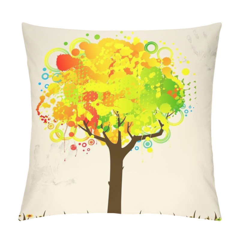 Personality  Abstract colorful tree. Nature decoration. pillow covers