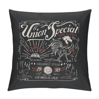 Personality  Vintage Emblem With Rooster Pillow Covers