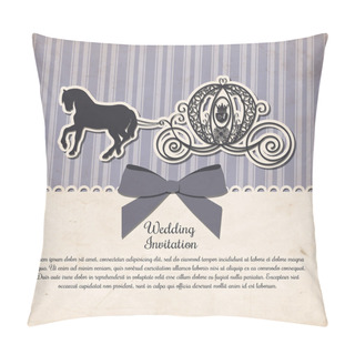Personality  Vintage Horse Carriage Invitation Template Vector Illustration Pillow Covers