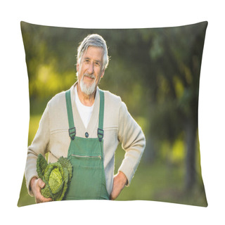 Personality  Senior Gardenr Gardening In His Permaculture Garden  Pillow Covers
