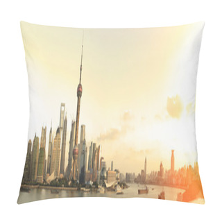 Personality  Shanghai's Modern Architecture Cityscape Panoramic Photo Skyline Pillow Covers