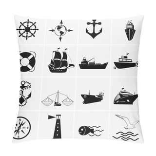 Personality  Ship And Boat Icon Set Pillow Covers