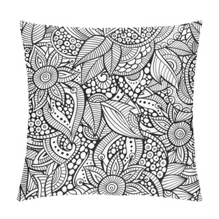 Personality  Sketchy Doodles Decorative Floral Ornamental Seamless Pattern Pillow Covers