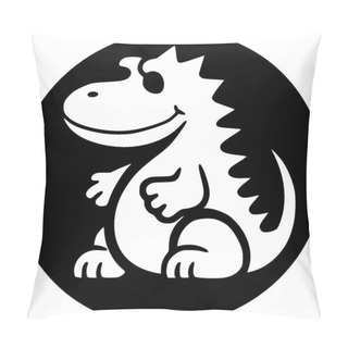 Personality  Dino - Black And White Isolated Icon - Vector Illustration Pillow Covers