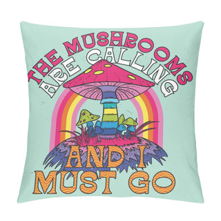 Personality  T-shirt Or Poster Design With Illustration Of Mushrooms Pillow Covers