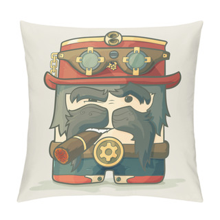 Personality  Steampunk Dirigible Pilot With Goggles And Hat, Leather Jacket Pillow Covers