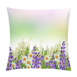 Personality  Summer Landscape With Wildflowers. Pillow Covers