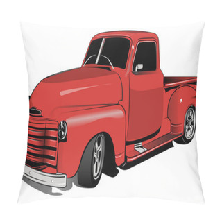Personality  A Vector Drawing Of A Restored Red Vintage Truck. Pillow Covers