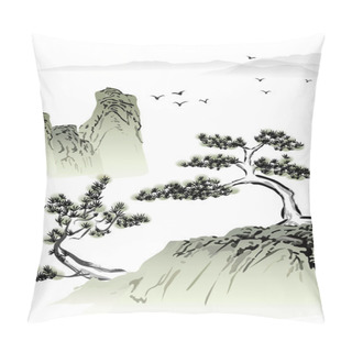 Personality  Chinese Landscape Ink Painting Pillow Covers
