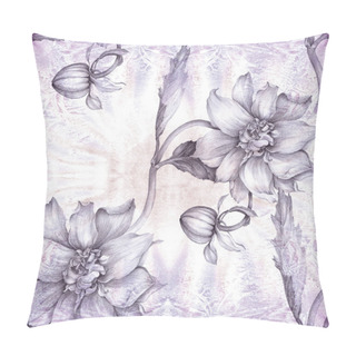 Personality  Seamless Background. Dahlia Is A Flower And A Bud.  Pillow Covers