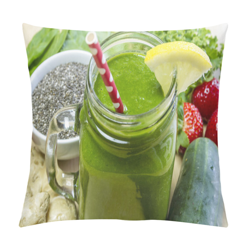 Personality  Healthy Green Juice Smoothie Drink Pillow Covers