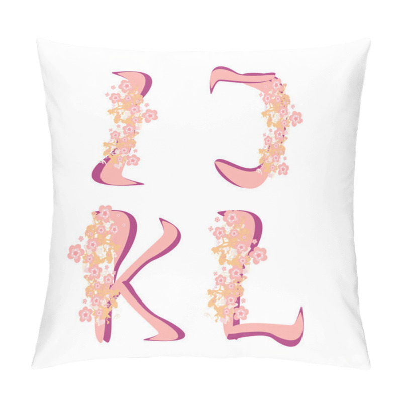 Personality  Vector spring alphabet with flowers letters I,J,K,L pillow covers