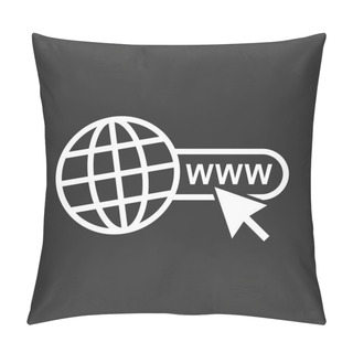 Personality  Go To Web Icon. Internet Flat Vector Illustration For Website On Black Background. Pillow Covers