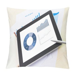 Personality  Digital Tablet And Smartphone With Financial Chart Report, Paper Pillow Covers