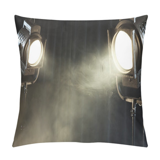 Personality  Vintage Theatre Spot Light On Black Curtain With Smoke Pillow Covers