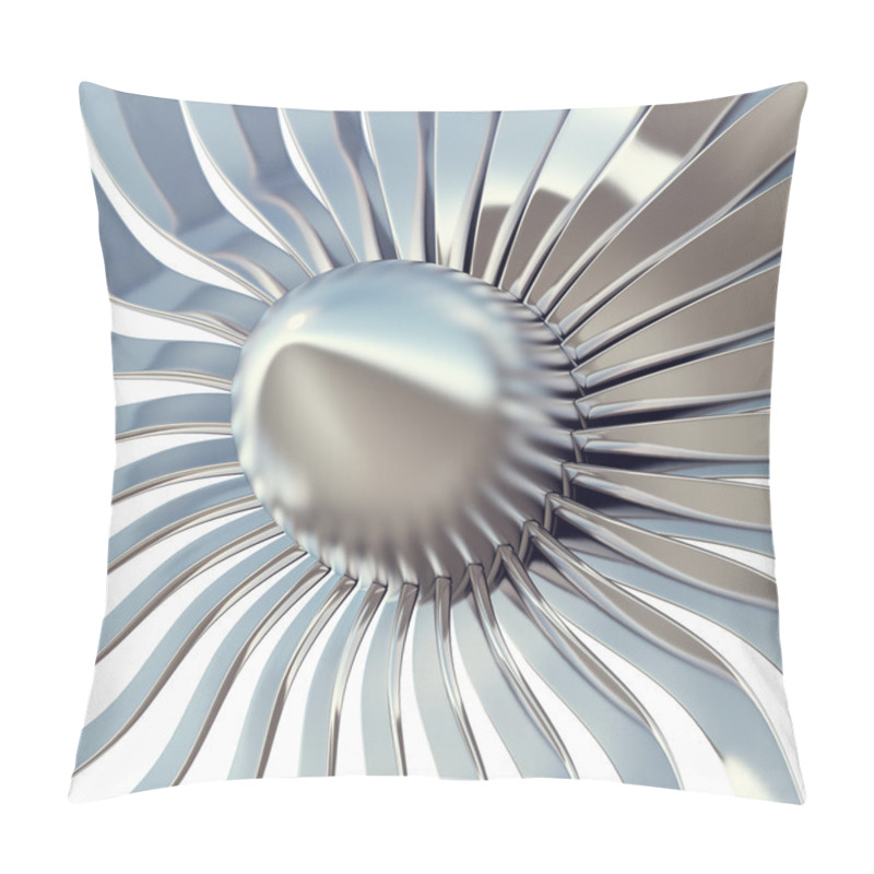 Personality  Turbo Jet Engine Blades Close-up. 3d Illustration Pillow Covers