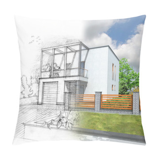 Personality  House Construction Concept Vizualization Pillow Covers