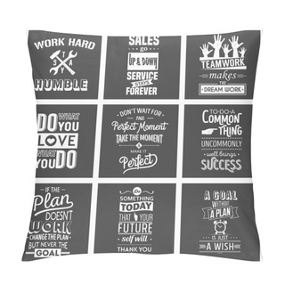 Personality  Set Of Vintage Business Motivation Typographic Quotes. Pillow Covers