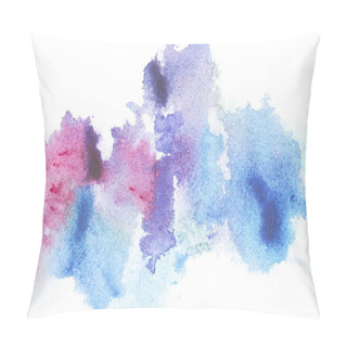 Personality  Abstract Painting With Bright Blue And Pink Paint Blots On White  Pillow Covers