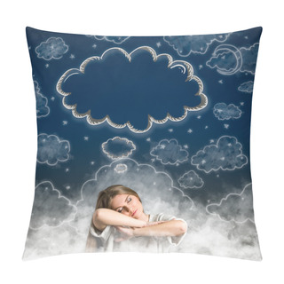 Personality  Woman Dreaming With Cloud Over Her Head  Pillow Covers