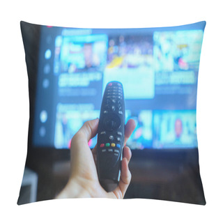 Personality  Hand Holding A Tv Remote, Swithing Media Chanels Screens Pillow Covers
